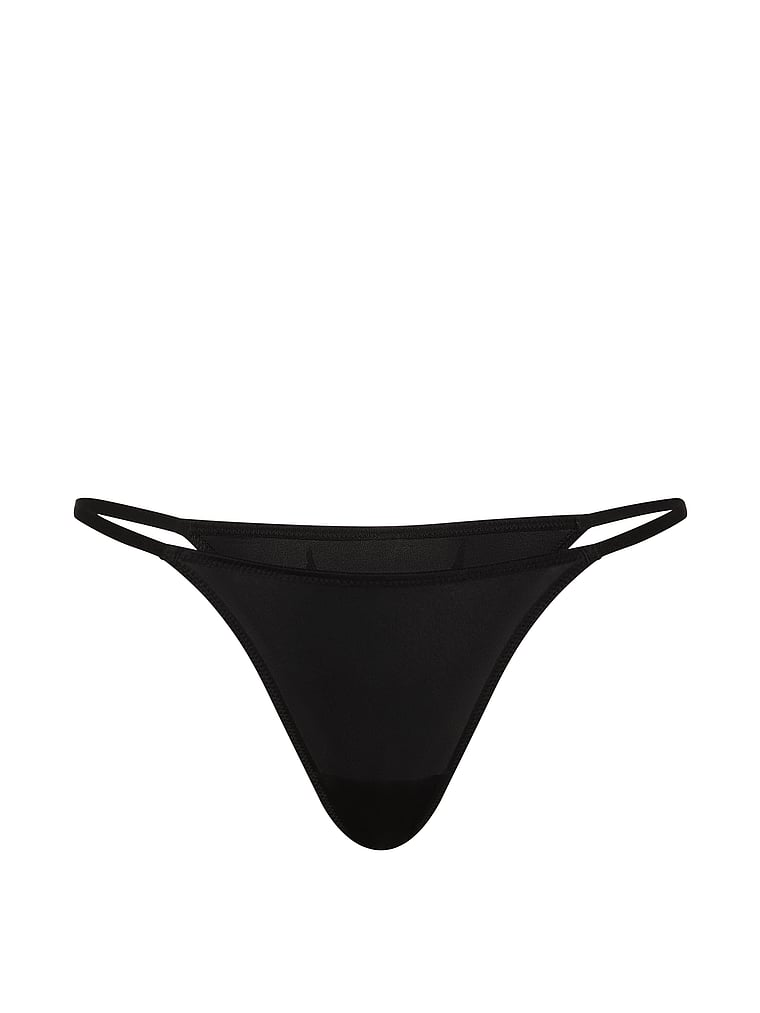 Victoria's Secret, Very Sexy Angel Shine Brazilian Panty, Black, offModelFront, 4 of 5
