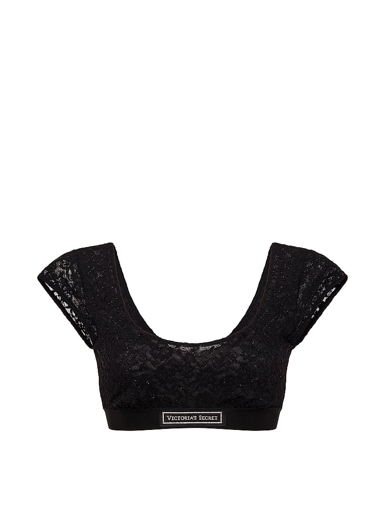 Lace Shine Logo Cap-Sleeve Bralette