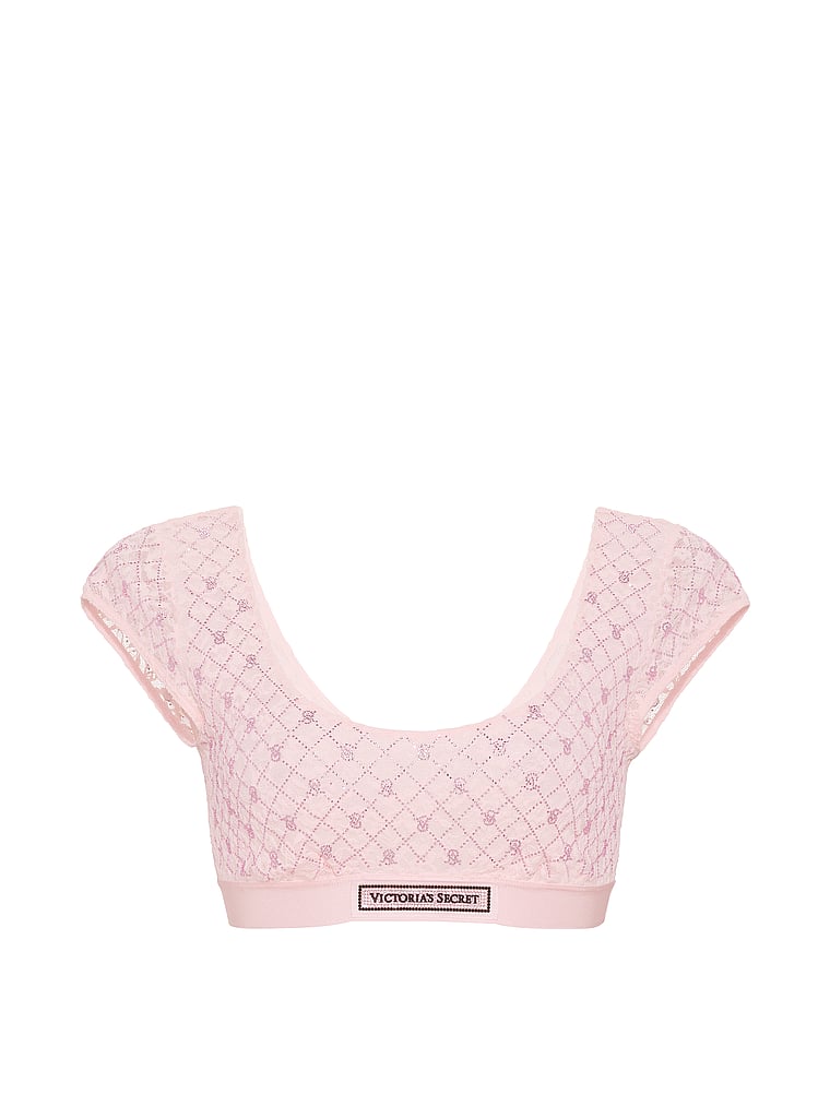 Lace Shine Logo Cap-Sleeve Bralette