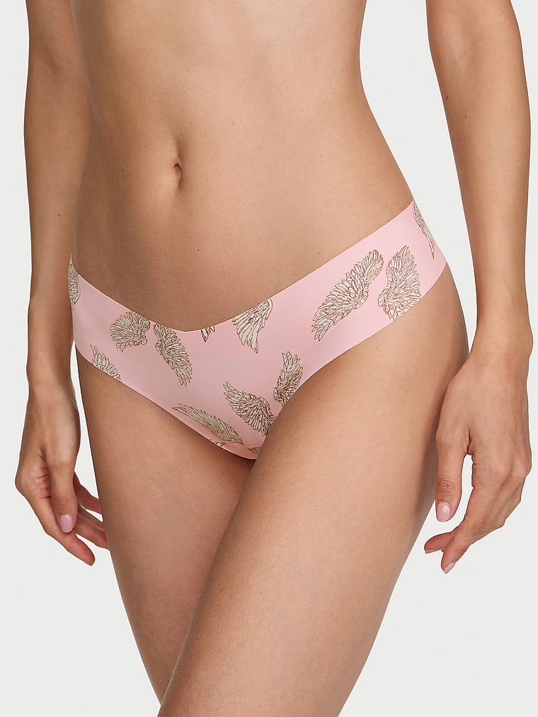Victoria's Secret, No-Show No-Show Thong Panty, Angel Pink Wings, onModelFront, 2 of 4