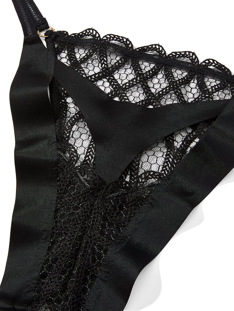 Victoria's Secret, Very Sexy Viper Embroidery Brazilian Panty, Black, detail, 5 of 5