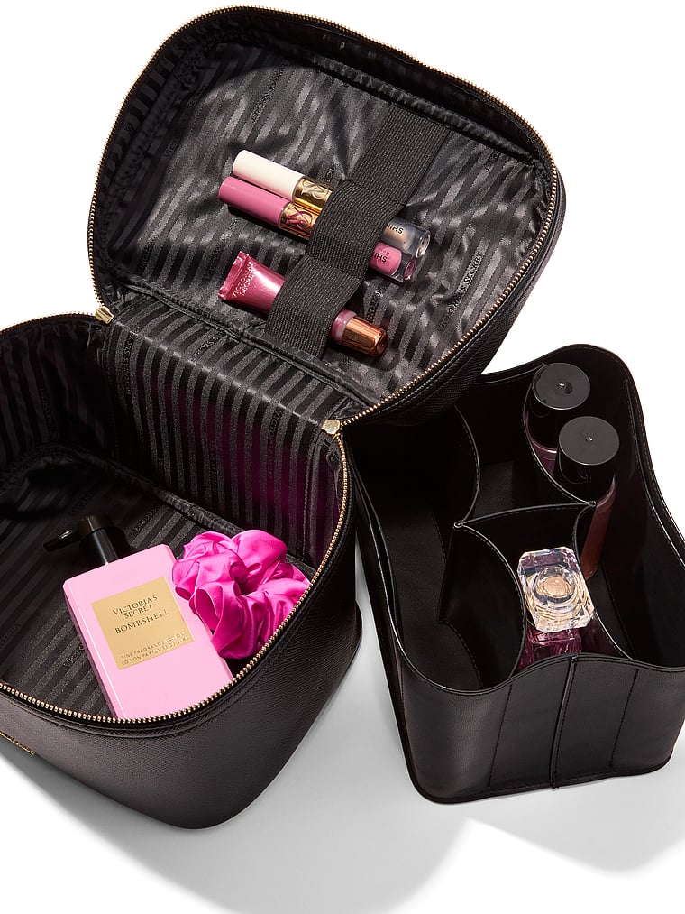 Victoria's Secret, Victoria's Secret Luxe Travel Vanity Case, Black, onModelBack, 2 of 3