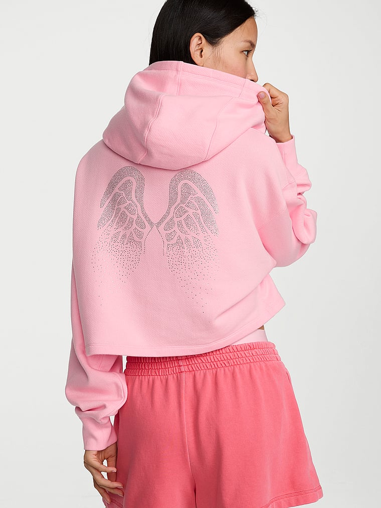 Victoria's Secret, Angel Essentials VSFS '26 Vintage Fleece Hoodie, Victoria Pink, onModelBack, 3 of 5
