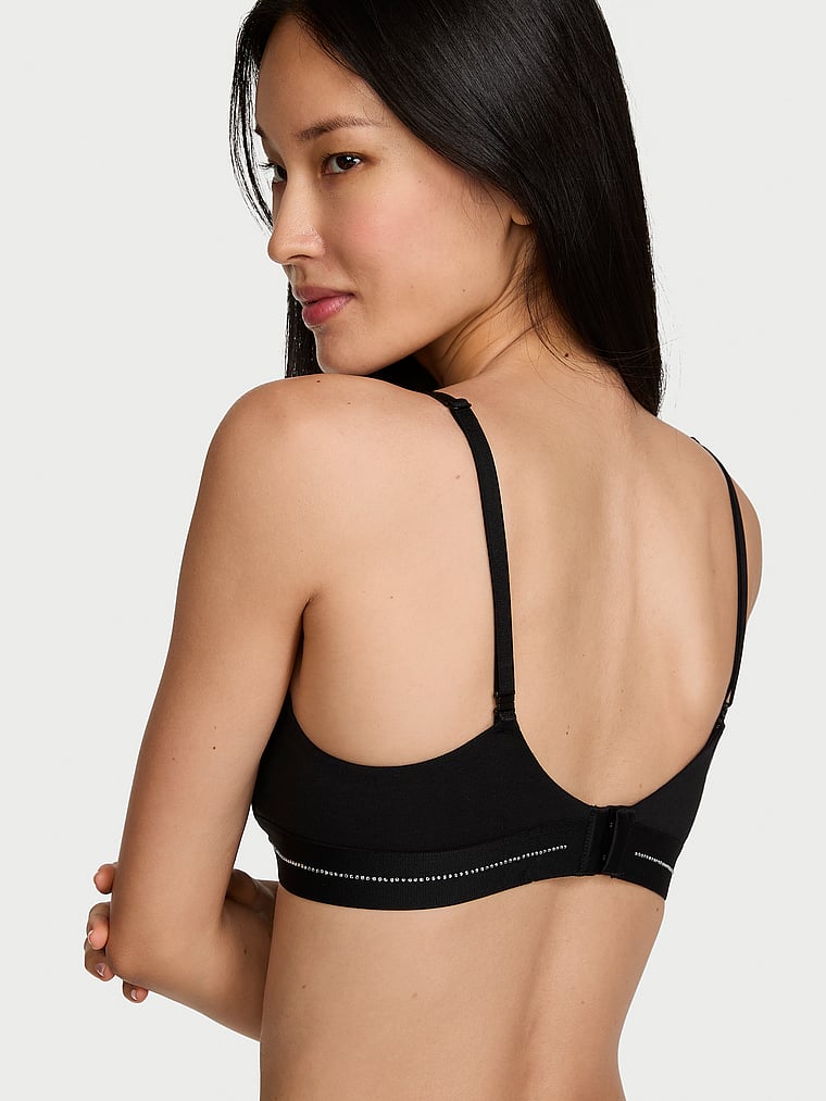 Perfect Shape Cotton Lace-Trim Push-Up Bra