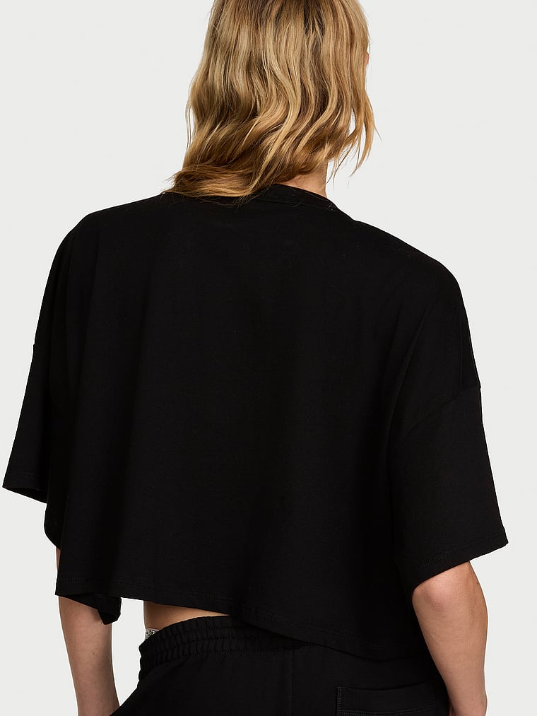 Victoria's Secret, Angel Essentials 100% Cotton  Oversize Crop Tee, onModelBack, 3 of 4