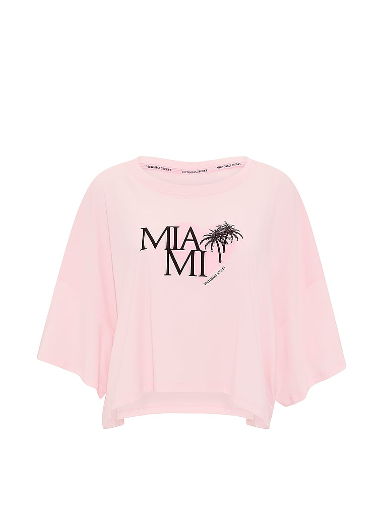 Victoria's Secret, Angel Essentials 100% Cotton  Oversize Crop Tee, Pink, offModelFront, 3 of 3