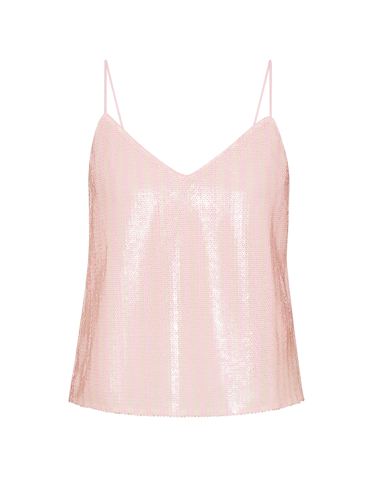 Victoria's Secret, Victoria's Secret Shine Shop Sequin Cami, Iconic Pink Stripes, offModelFront, 4 of 5