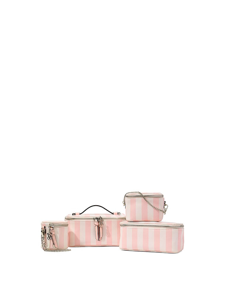 Victoria's Secret, Victoria's Secret 4-Piece Nested Beauty Case Set, Heritage Stripe, onModelFront, 1 of 3