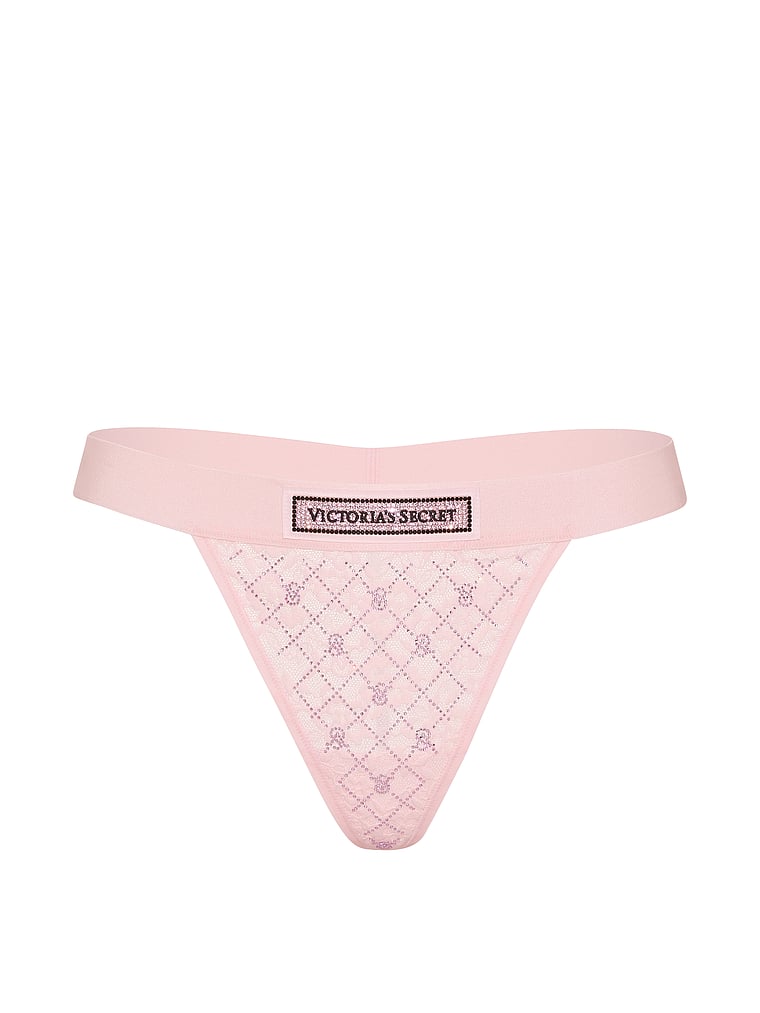 Lace Shine Logo V-String Panty