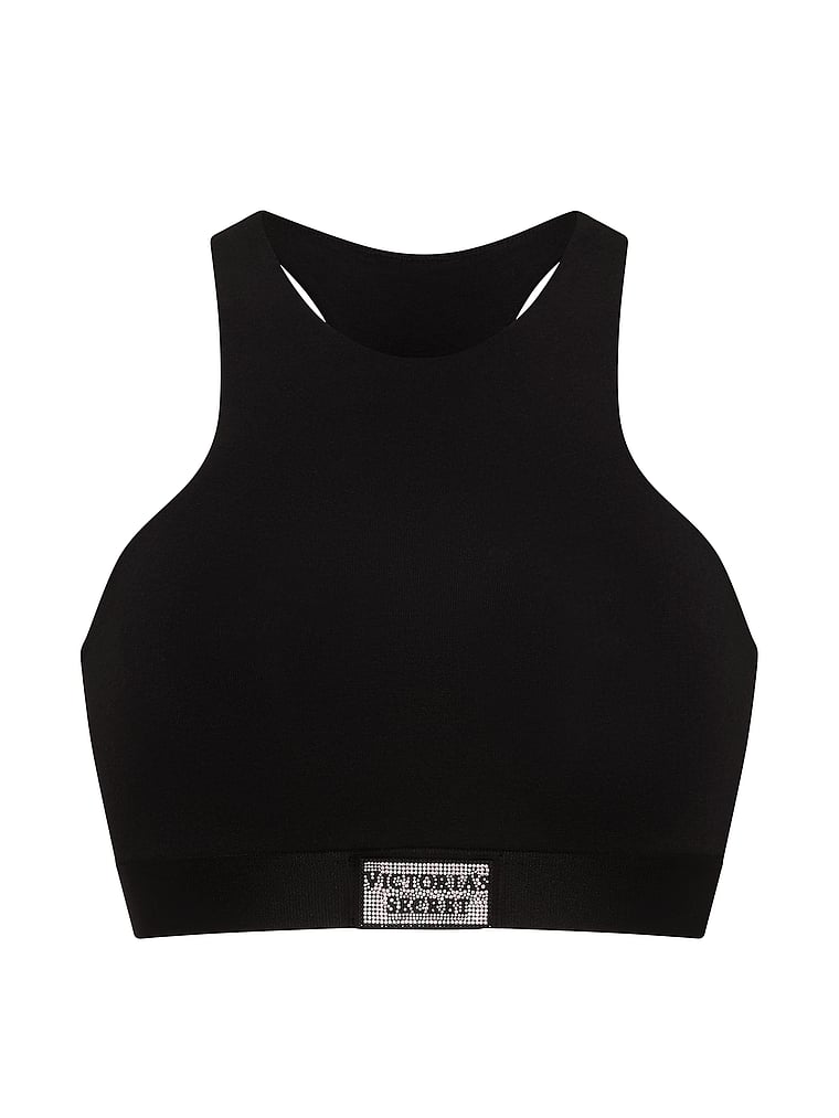 Cotton Shine Patch Unlined High-Neck Bralette