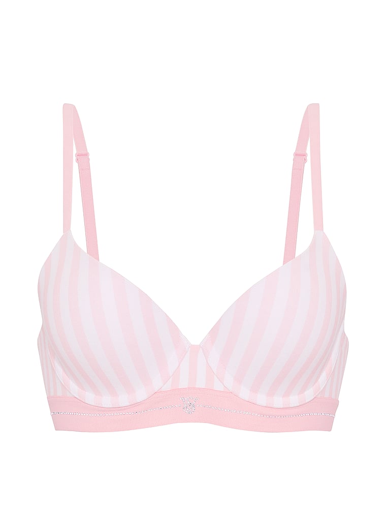 Victoria's Secret, The T-shirt Perfect Shape Signature Shine Cotton Push-Up Bra, offModelFront, 3 of 3