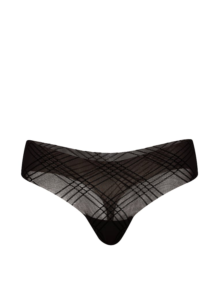 Victoria's Secret, No-Show No-Show Thong Panty, Black, offModelFront, 3 of 3