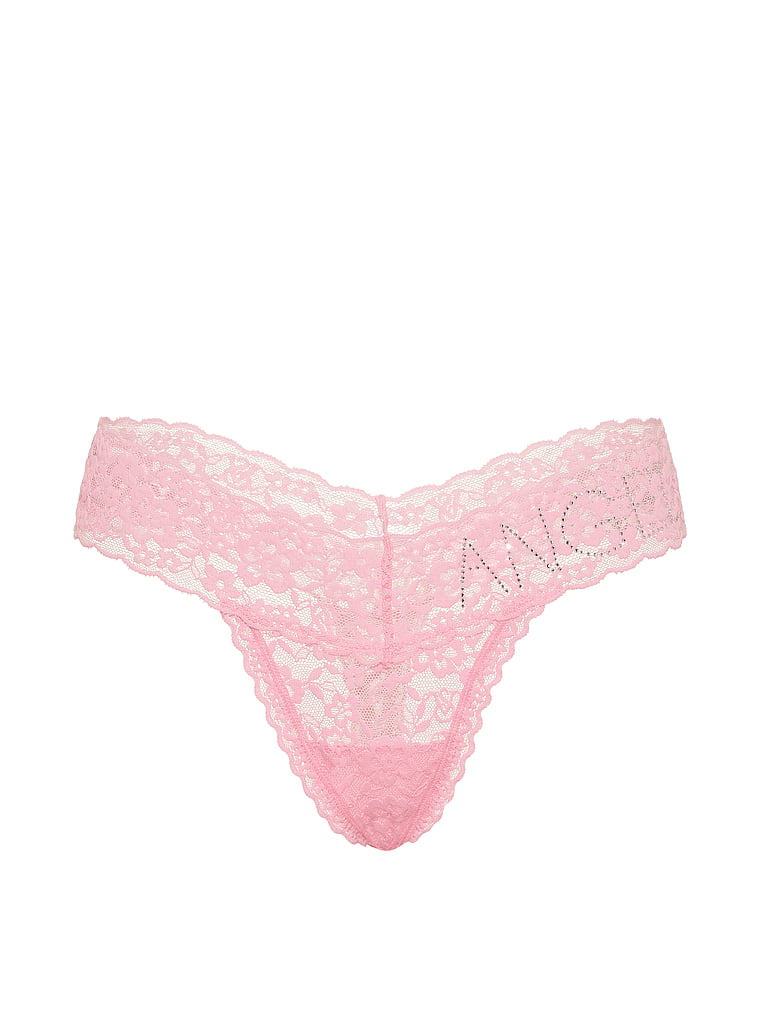 Victoria's Secret, The Lacie Butterfly Mesh Flutter Thong Panty, Victoria Pink, offModelFront, 3 of 4