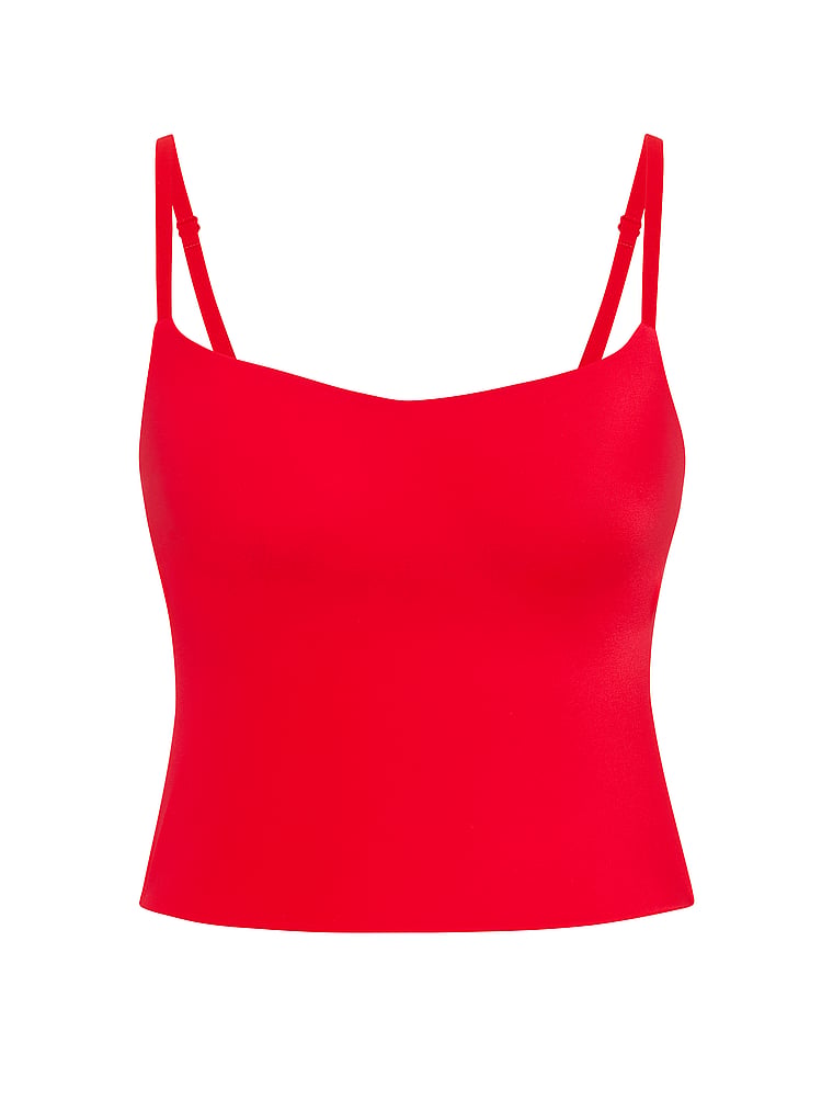 PINK Marshmallow Lightly Lined Wireless Comfy Cami, Bright Vermillion, offModelFront, 3 of 3