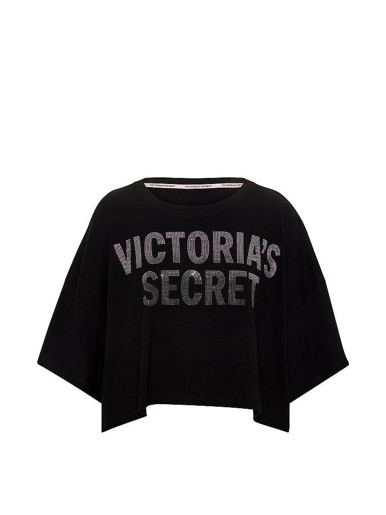 Victoria's Secret, Angel Essentials 100% Cotton  Oversize Crop Tee, offModelFront, 4 of 4