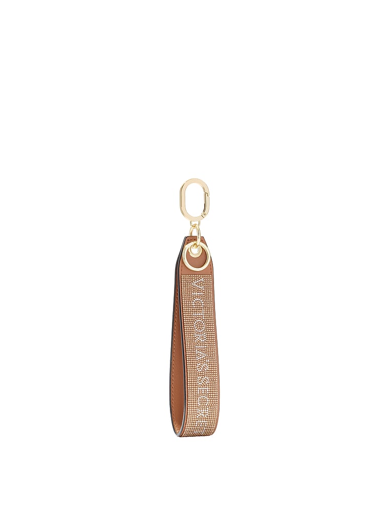 Victoria's Secret, Victoria's Secret Wristlet Strap Keychain, Caramel Logo, onModelFront, 1 of 2