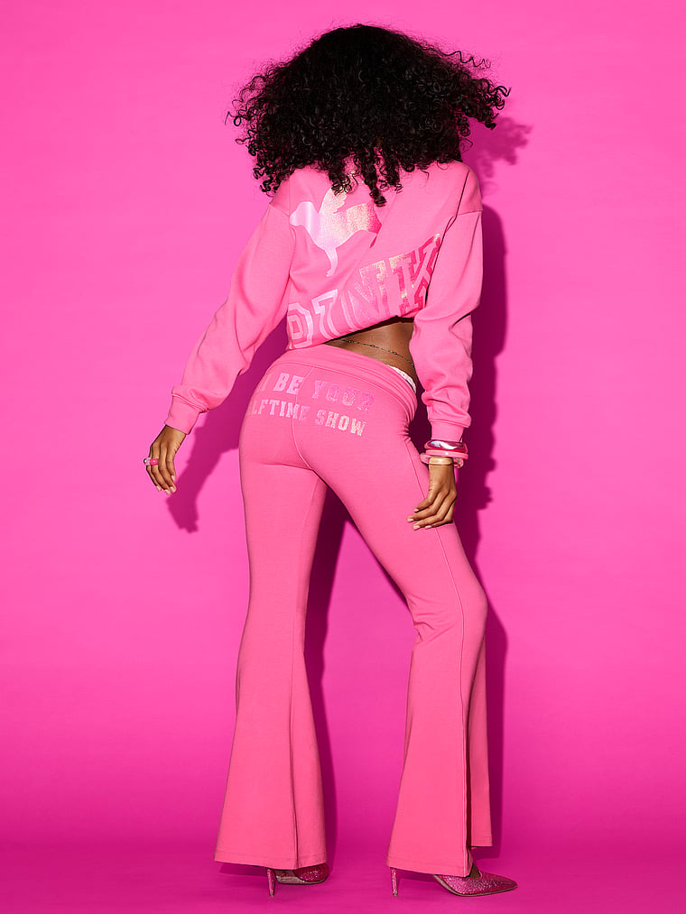 PINK All-Day Cotton™ Foldover Super Flare Leggings, PINK Halftime Show Hollywood Pink, featured, 1 of 4