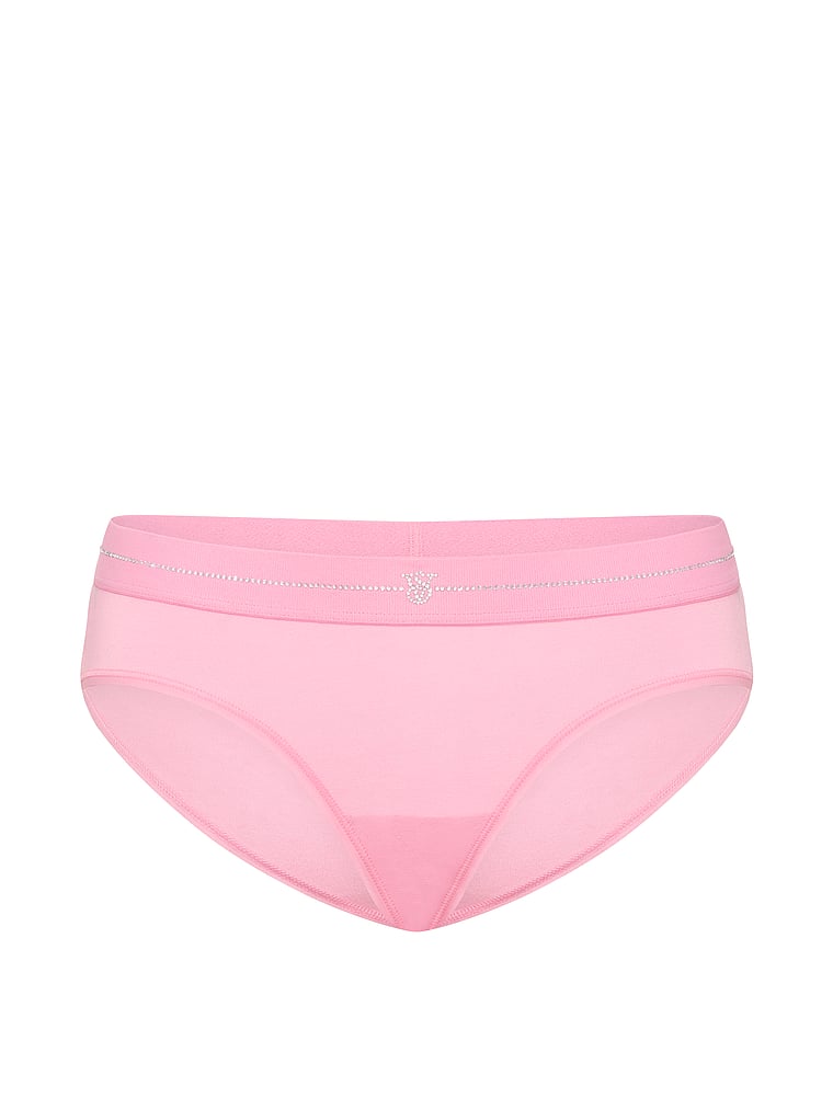 Victoria's Secret, Cotton Exploded Logo Cotton Hiphugger Panty, Victoria Pink, offModelFront, 3 of 4