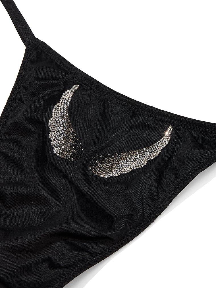 Victoria's Secret, Very Sexy Angel Shine Brazilian Panty, Black, detail, 5 of 5