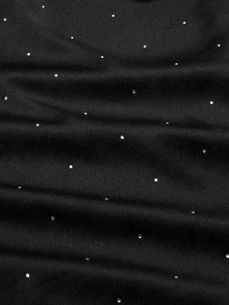 Victoria's Secret, Victoria's Secret Shine Shop Satin Cami, Black, detail, 5 of 5