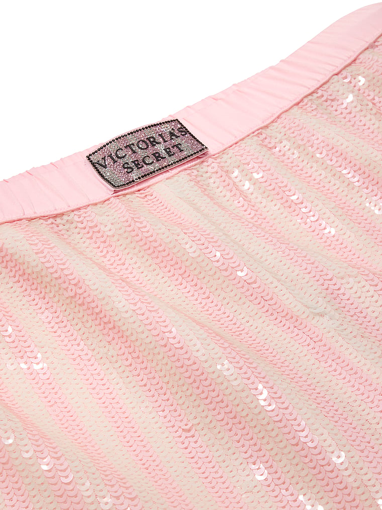 Victoria's Secret, Victoria's Secret Shine Shop Sequin Pajama Pants, Iconic Pink Stripes, detail, 5 of 5