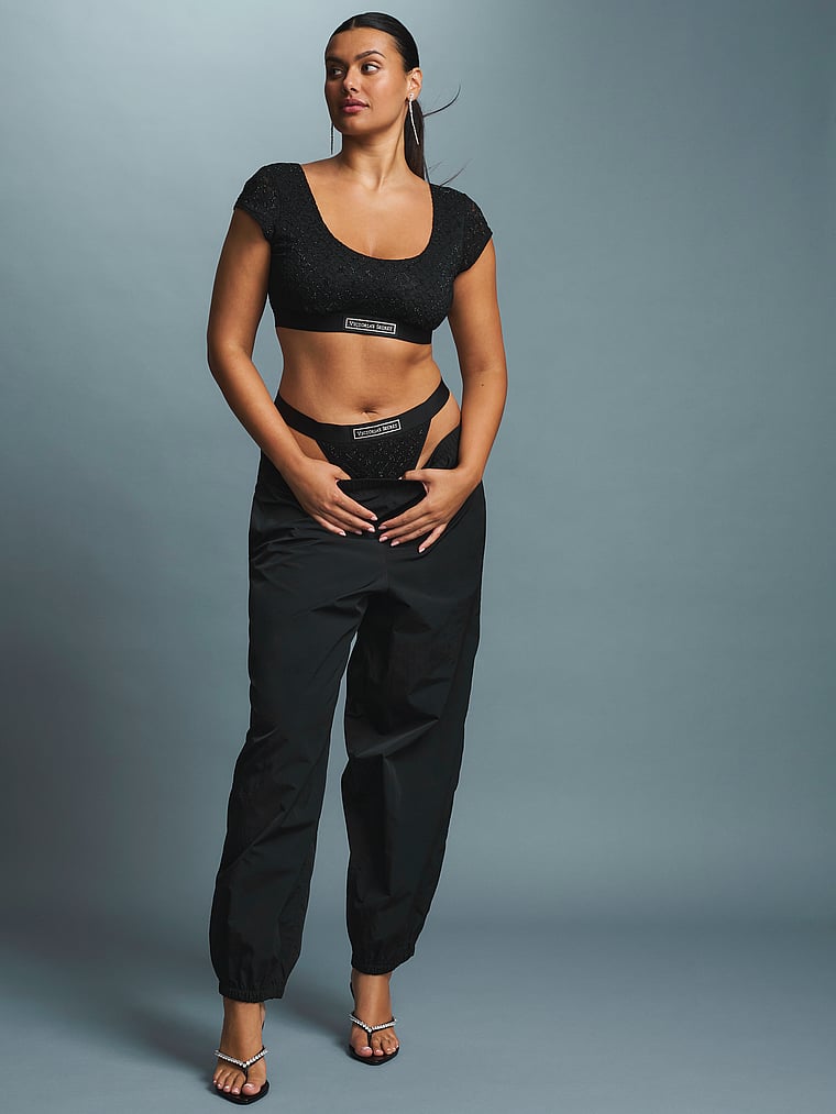 Lace Shine Logo Cap-Sleeve Bralette