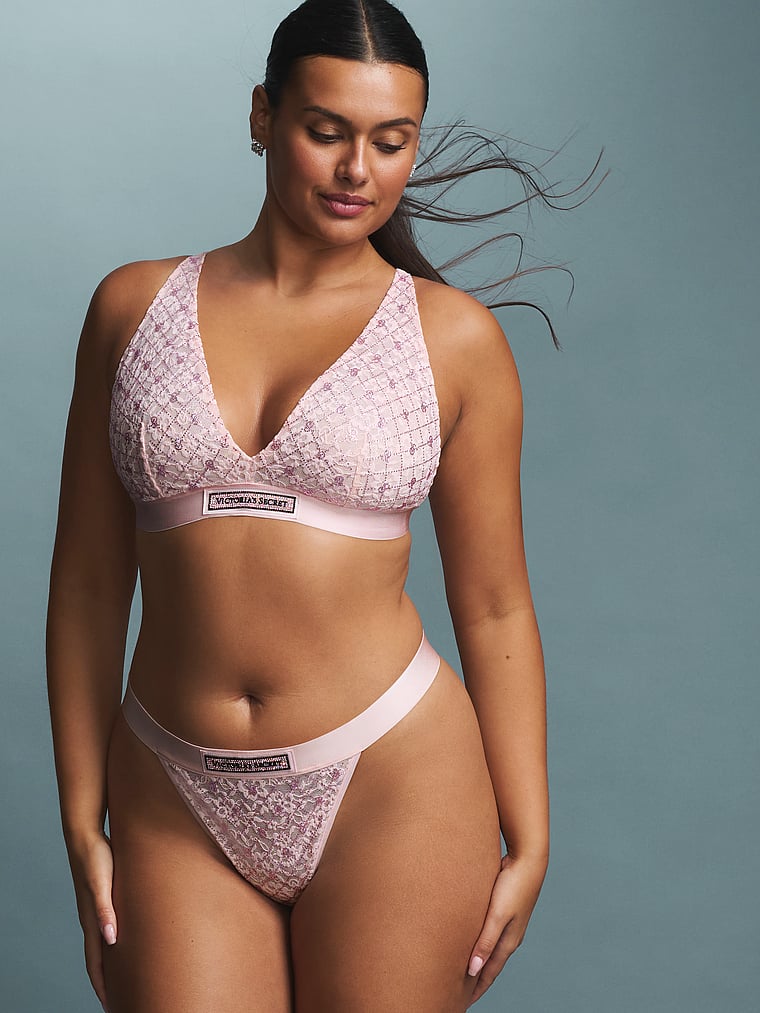 Lace Shine Logo Wireless Plunge Bralette