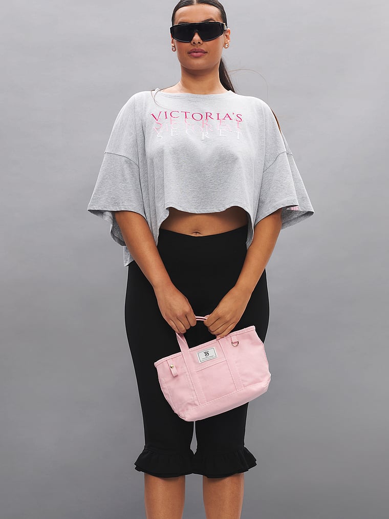Victoria's Secret, Victoria's Secret VS Icon Mini Canvas Tote Bag, onModelSide, 1 of 4