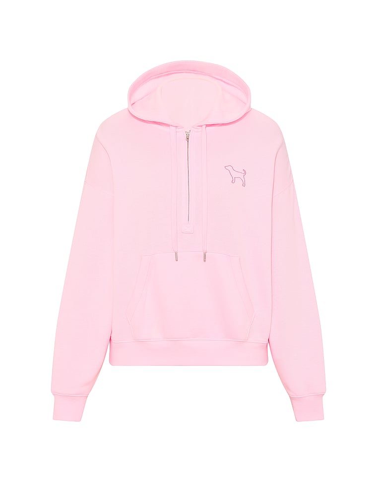 PINK Campus Fleece™ Half-Zip Hoodie, Coconut Pink, offModelFront, 3 of 3