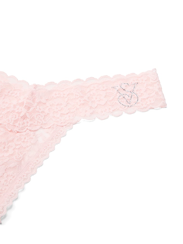 Victoria's Secret, The Lacie Lace Strappy-Back Thong Panty, Angel Pink, detail, 4 of 4