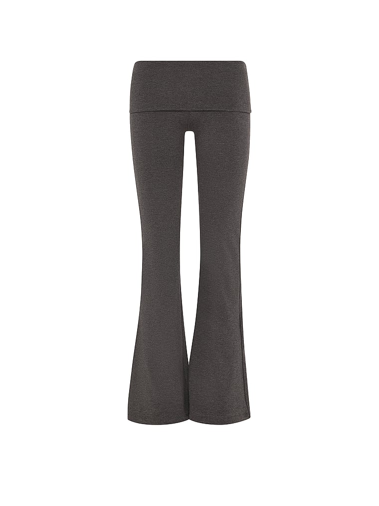 PINK All-Day Cotton™ Foldover Flare Leggings, Charcoal Heather Grey Bling, offModelFront, 4 of 5