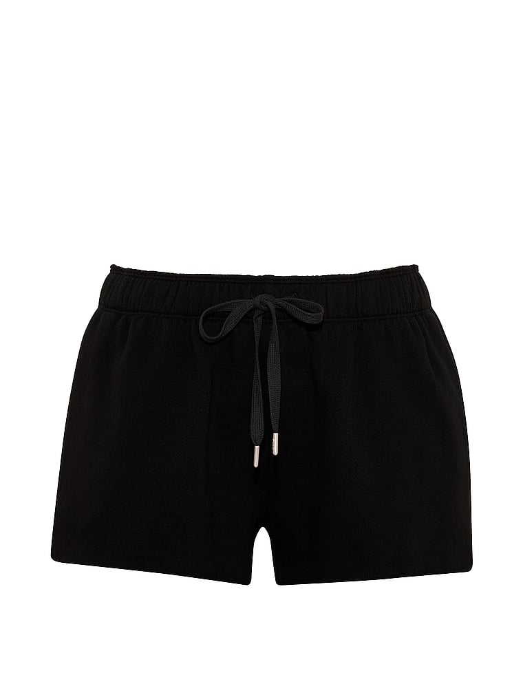 PINK Campus Fleece™ Shortie, Pure Black Holiday, offModelFront, 3 of 3