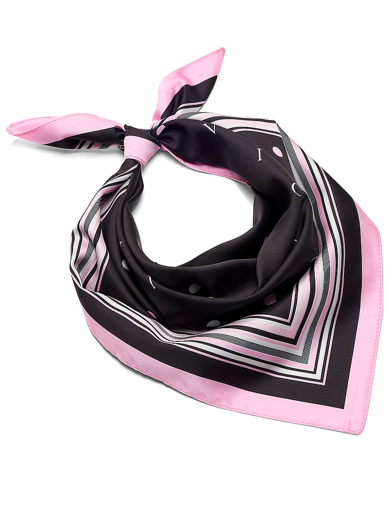 Victoria's Secret, Victoria's Secret Small Satin Square Scarf, Black Grounded Dot, detail, 2 of 2