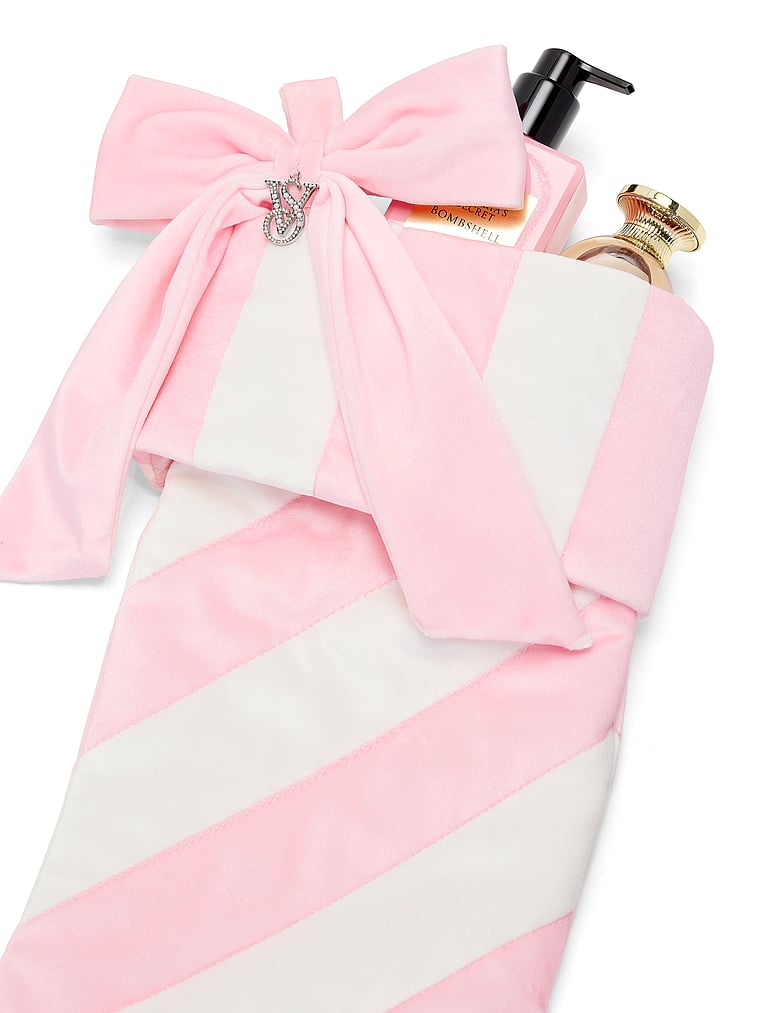 Victoria's Secret, Victoria's Secret Velvet Holiday Stocking, Heritage Stripe, onModelBack, 2 of 2