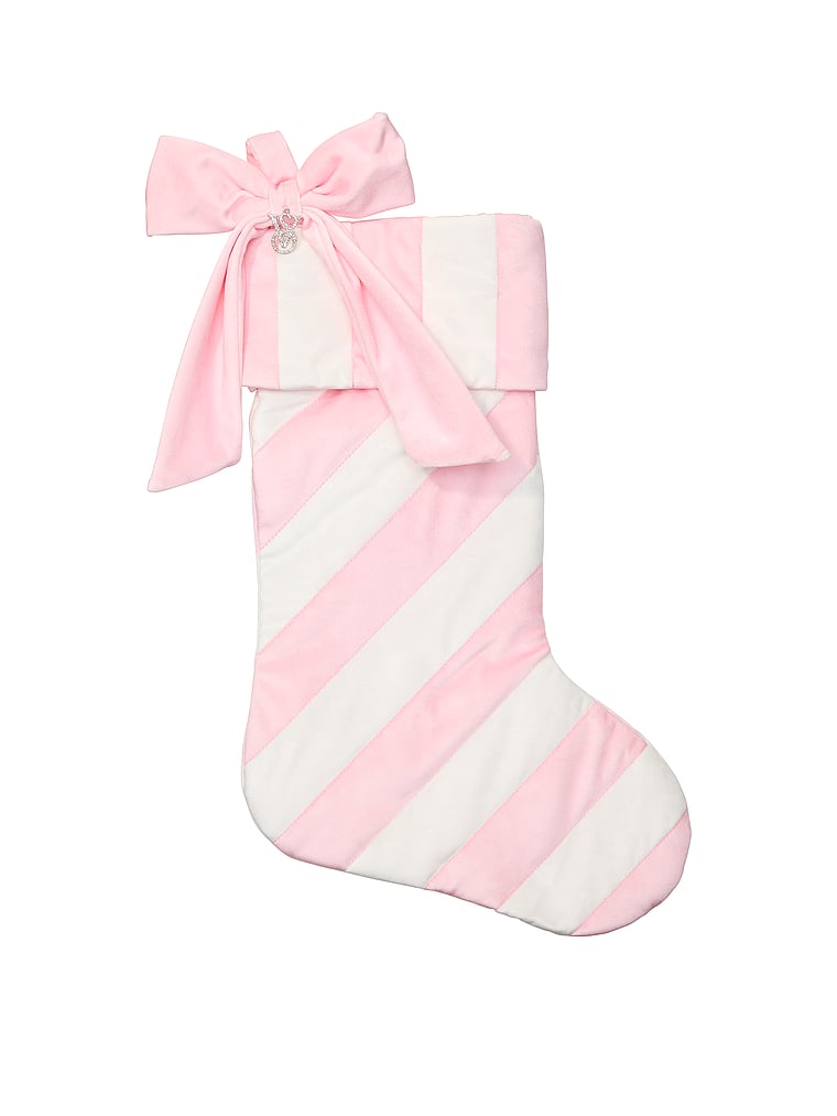 Victoria's Secret, Victoria's Secret Velvet Holiday Stocking, Heritage Stripe, onModelFront, 1 of 2