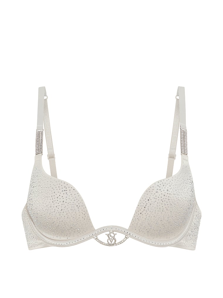 Victoria's Secret, Very Sexy Shine Open Plunge Bra, Delfin Grey, offModelFront, 4 of 4