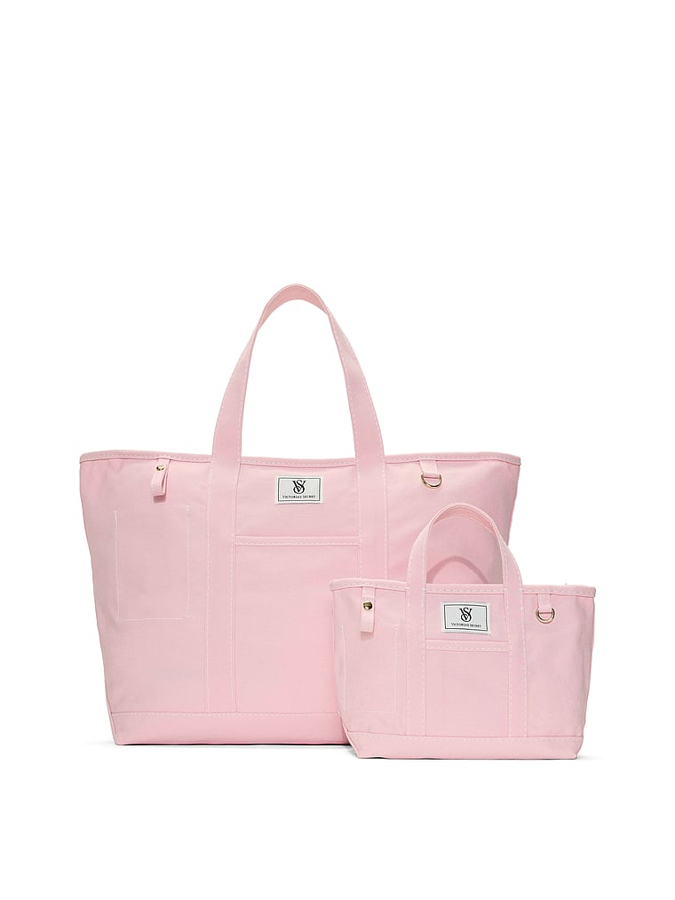 Victoria's Secret, Victoria's Secret VS Icon Large Canvas Tote Bag, Pretty Blossom, offModelFront, 4 of 5
