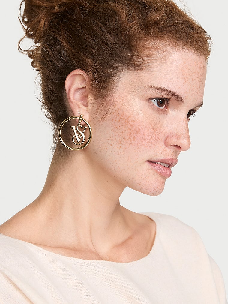 Demi-Fine Logo Hoop Earrings