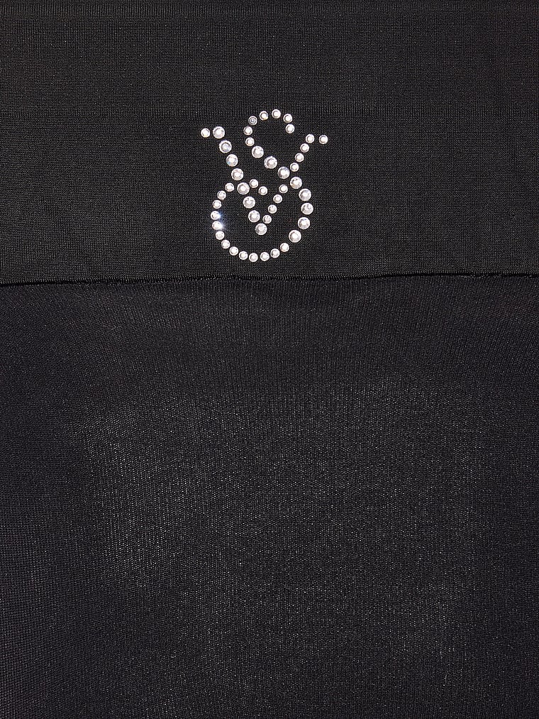 Opaque Crystal Logo Thigh Highs