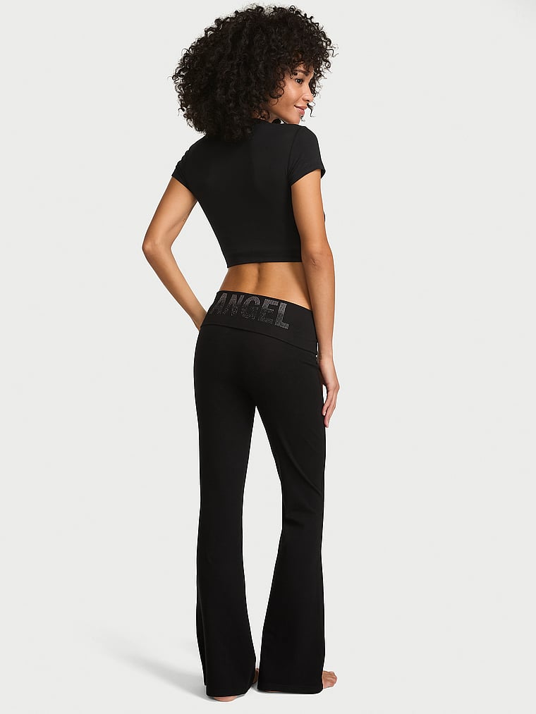 Victoria's Secret, Angel Essentials Cotton Foldover Flare Legging, onModelBack, 3 of 3