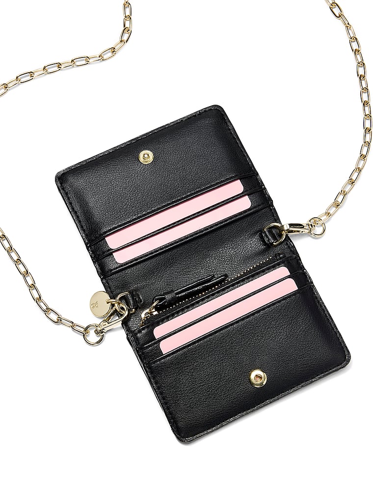 Victoria's Secret, Victoria's Secret Diamanté Convertible Chain Wallet, Black Diamante, detail, 4 of 4