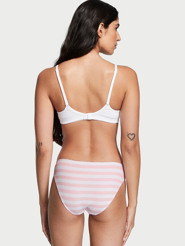 Victoria's Secret, Victoria's Secret Ribbed Cotton Bikini Panty, Pink Stripes, onModelBack, 2 of 3 Anisha is 5'11" or 180cm and wears Small