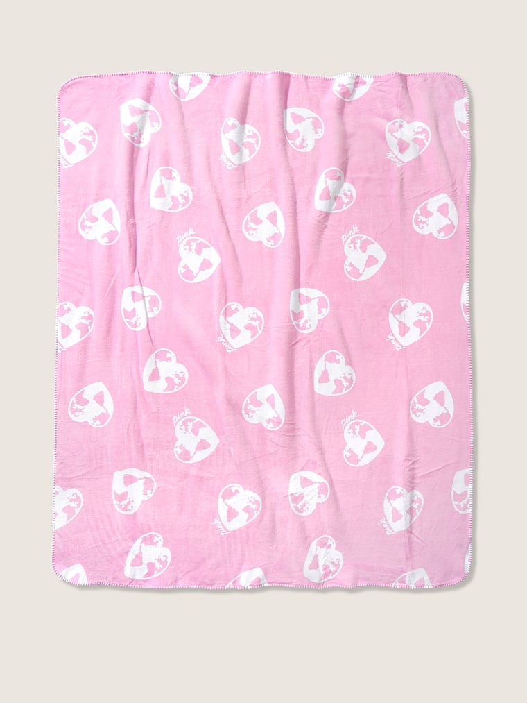 Details about   Victoria's Secret floral love logo Sherpa Blanket NEW 