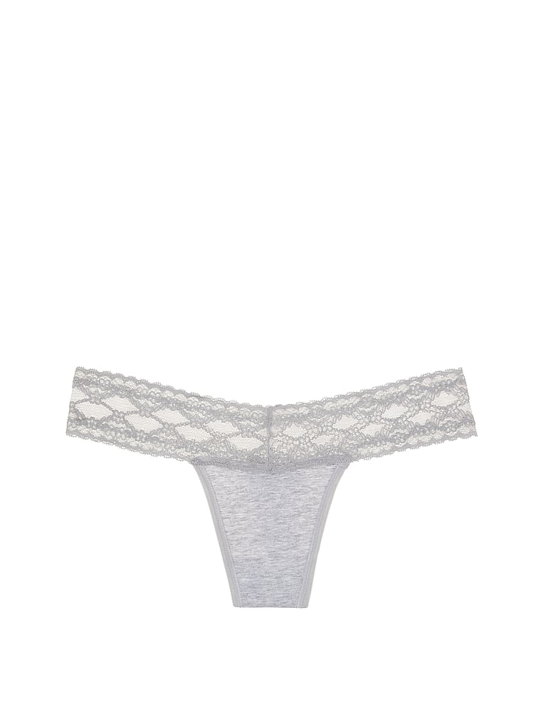 VictoriasSecret Stretch Cotton Lace-waist Thong Panty - 11150611-1NG0