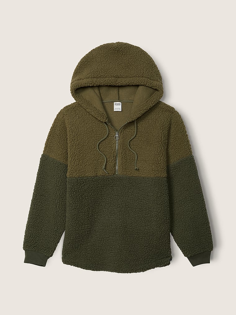 sherpa zip pullover