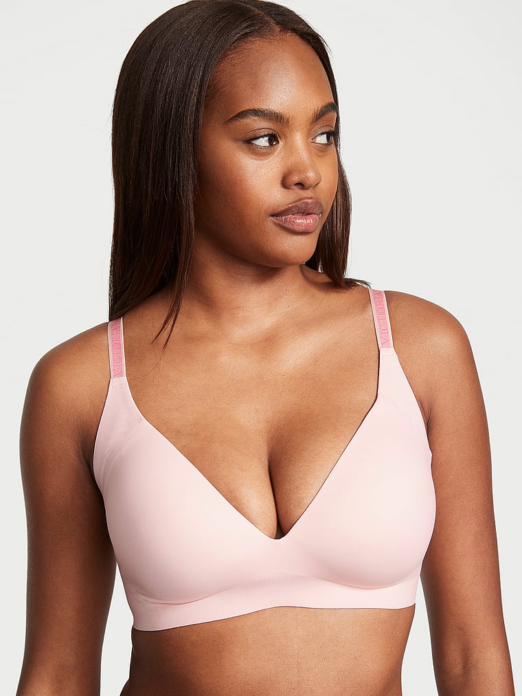 Victoria's Secret, The T-shirt T-Shirt Push-Up Lounge Bra, Purest Pink, onModelFront, 1 of 5 Maya is 5'11" and wears 36D or Medium