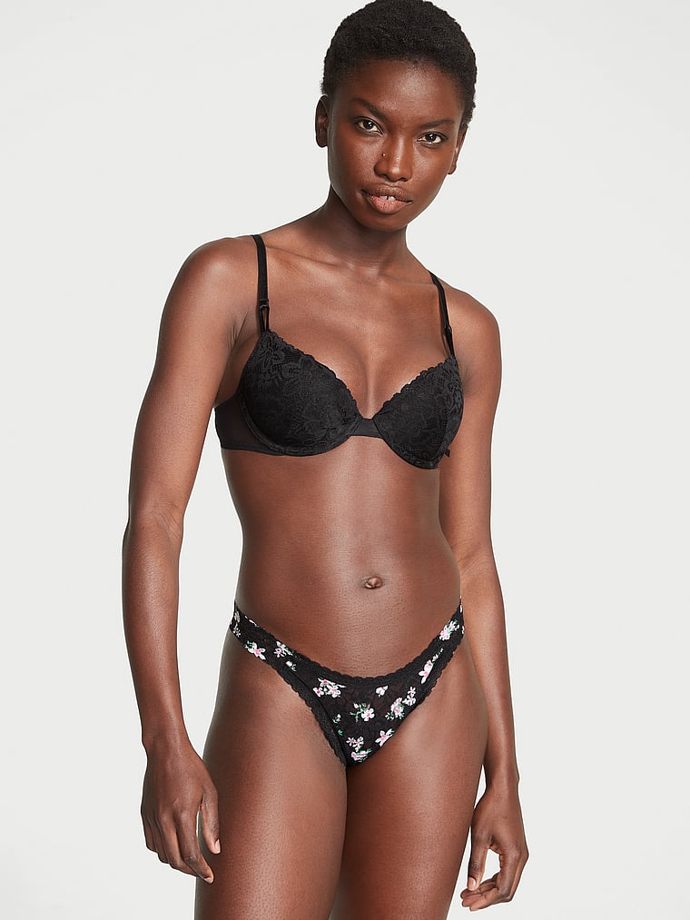 Victoria's Secret, The Lacie Lacie Brazilian Panty, Black Meadow Floral, onModelFront, 1 of 3 Wayne is 5'10" and wears Small