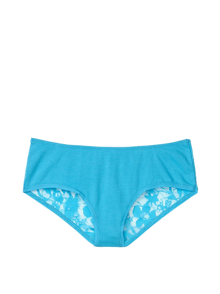 VictoriasSecret Stretch Cotton Lace Ruchedback Hiphugger Panty