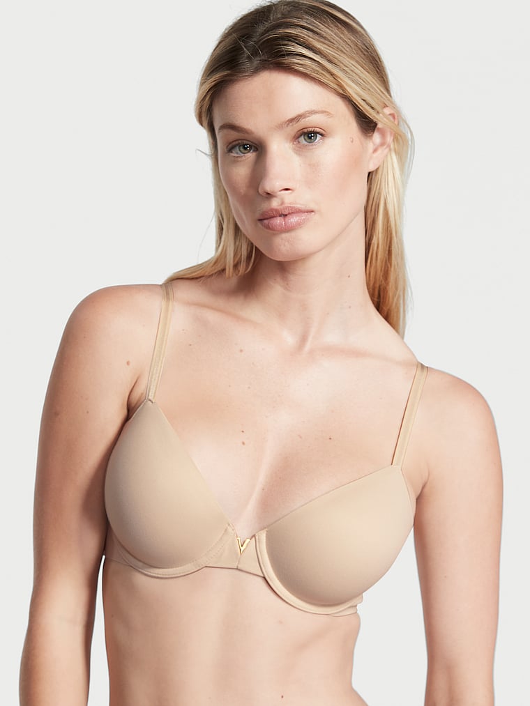 Victoria's Secret, Love Cloud Smooth Lightly Lined Full-Coverage Bra, Marzipan, onModelFront, 1 of 5 Maggie is 5'7" and wears 32B or Small
