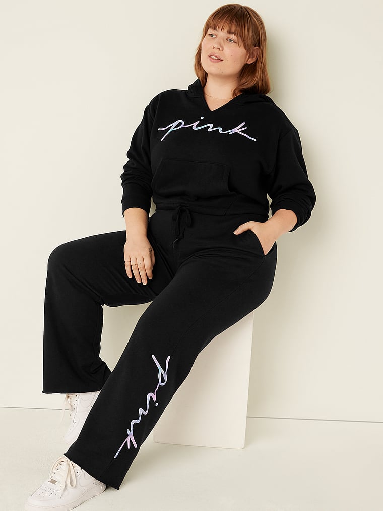 Fleece Cropped Cinched Campus Hoodie - Apparel - PINK
